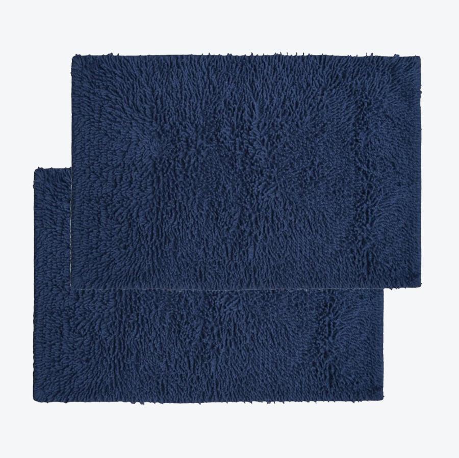 bath mat set, 2 Navy blue tumble twist mats.