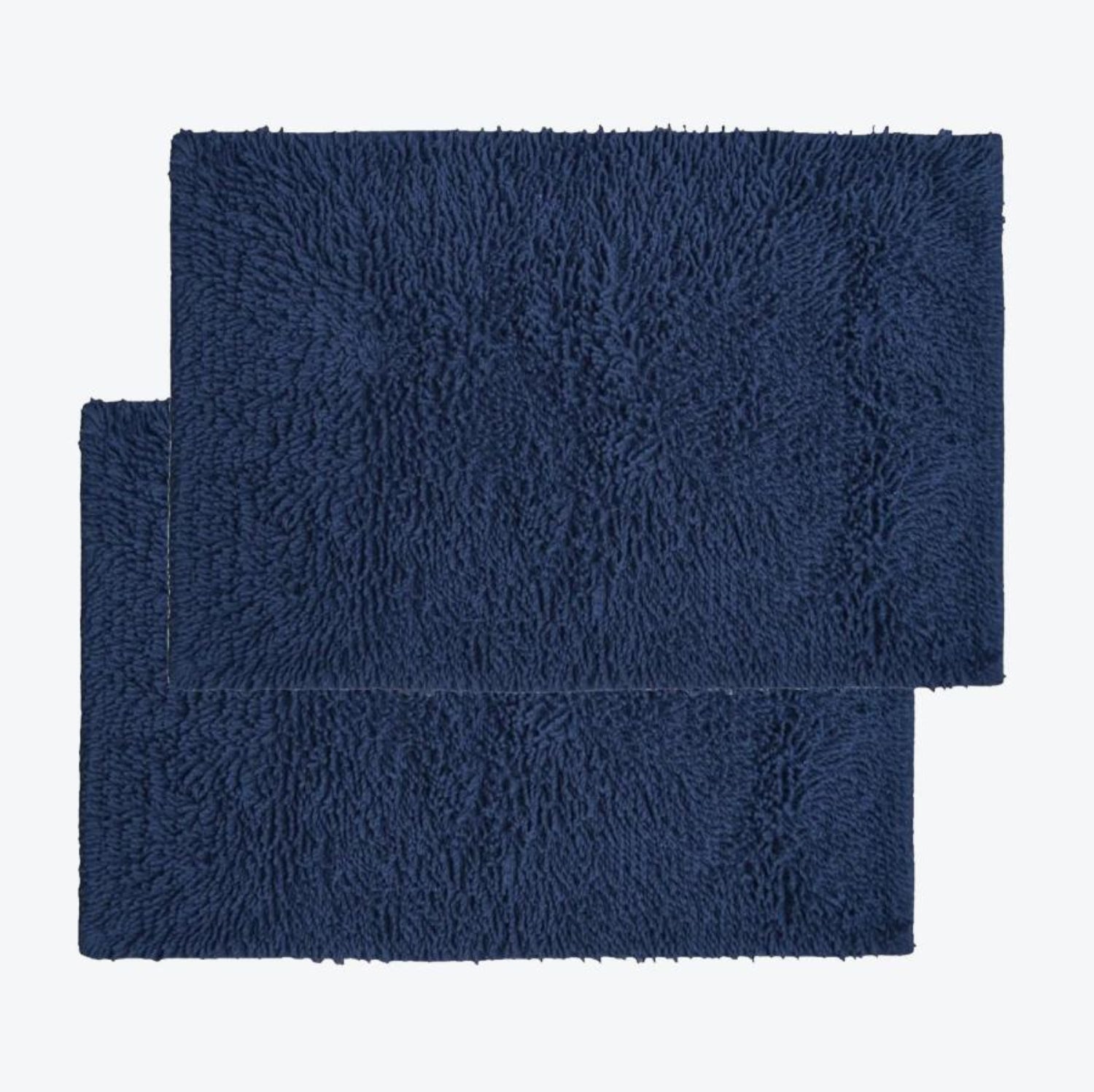 bath mat set, 2 Navy blue tumble twist mats.