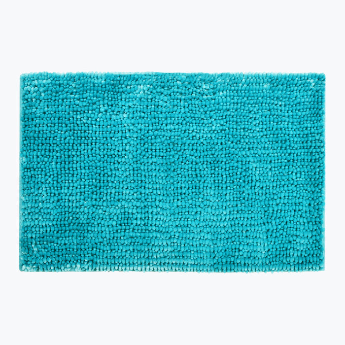 Bobli Turquoise Bath Mat - Soft Chenille Bobble Bath Mat