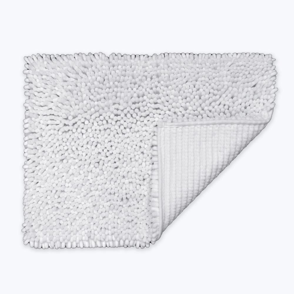 White jumbo chenille bobble bath mats non slip