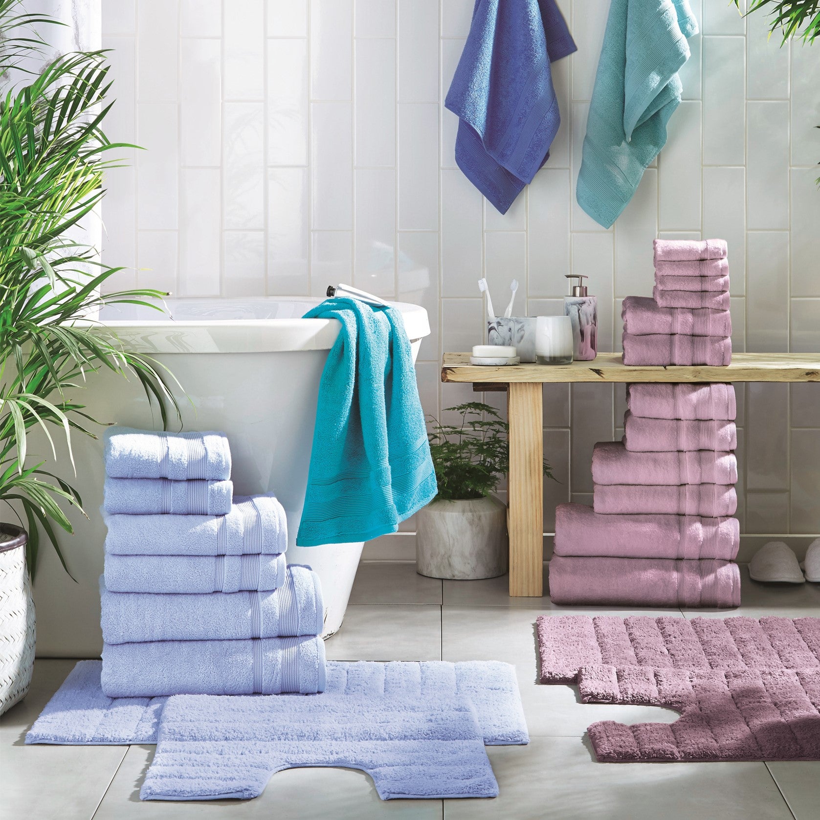 Zero twist towels to match shower mats.