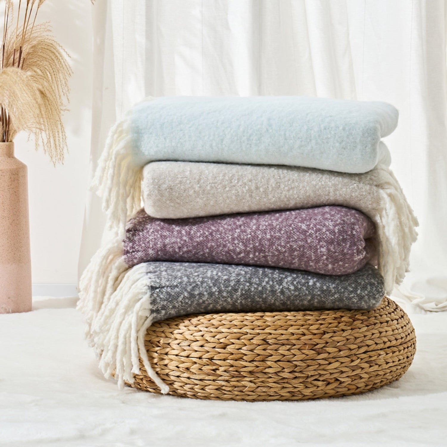 aisling faux mohair blanket throw in all colours.
