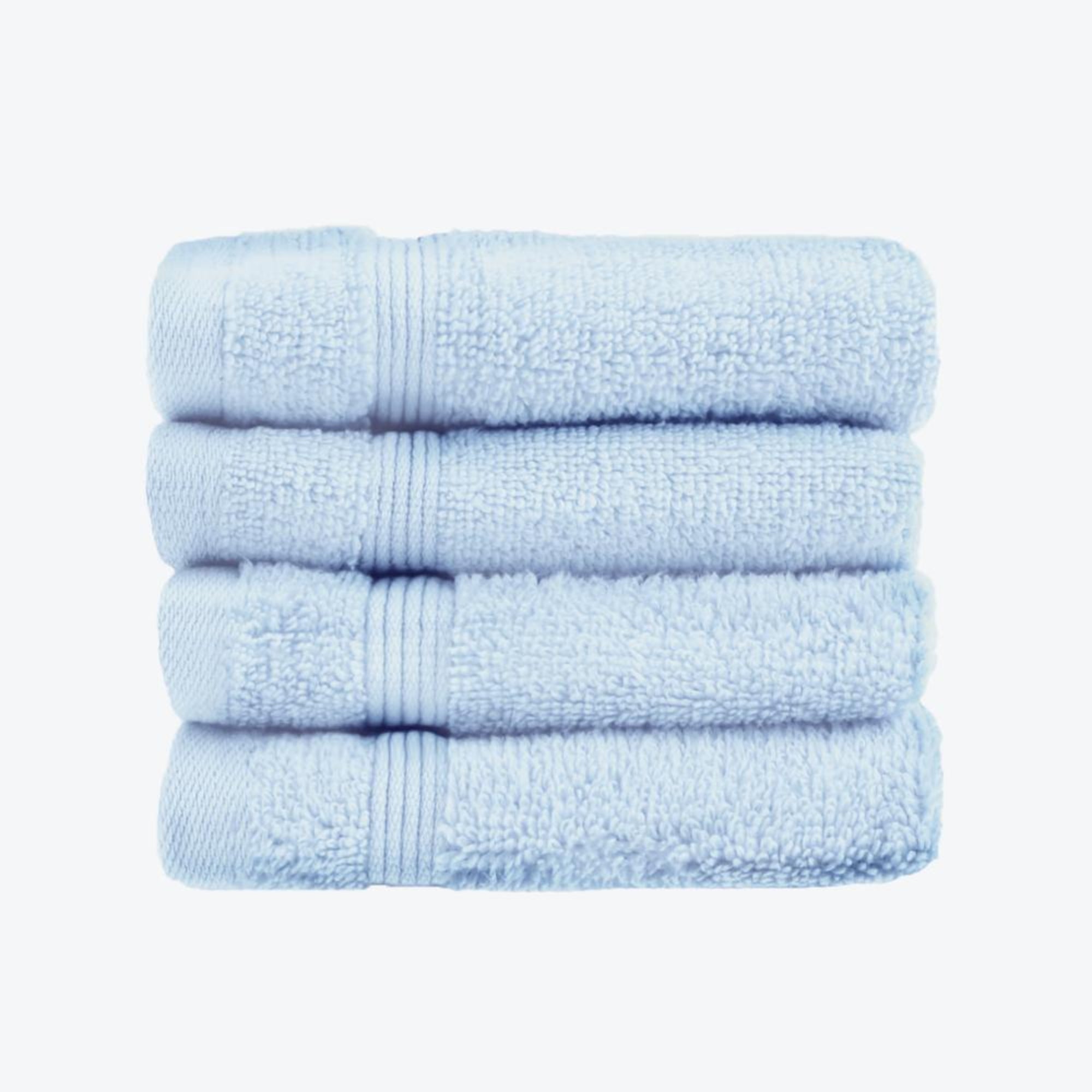 Baby Blue Egyptian Towels 4pk Face Cloths Set- Premium Zero Twist Cotton Flannels
