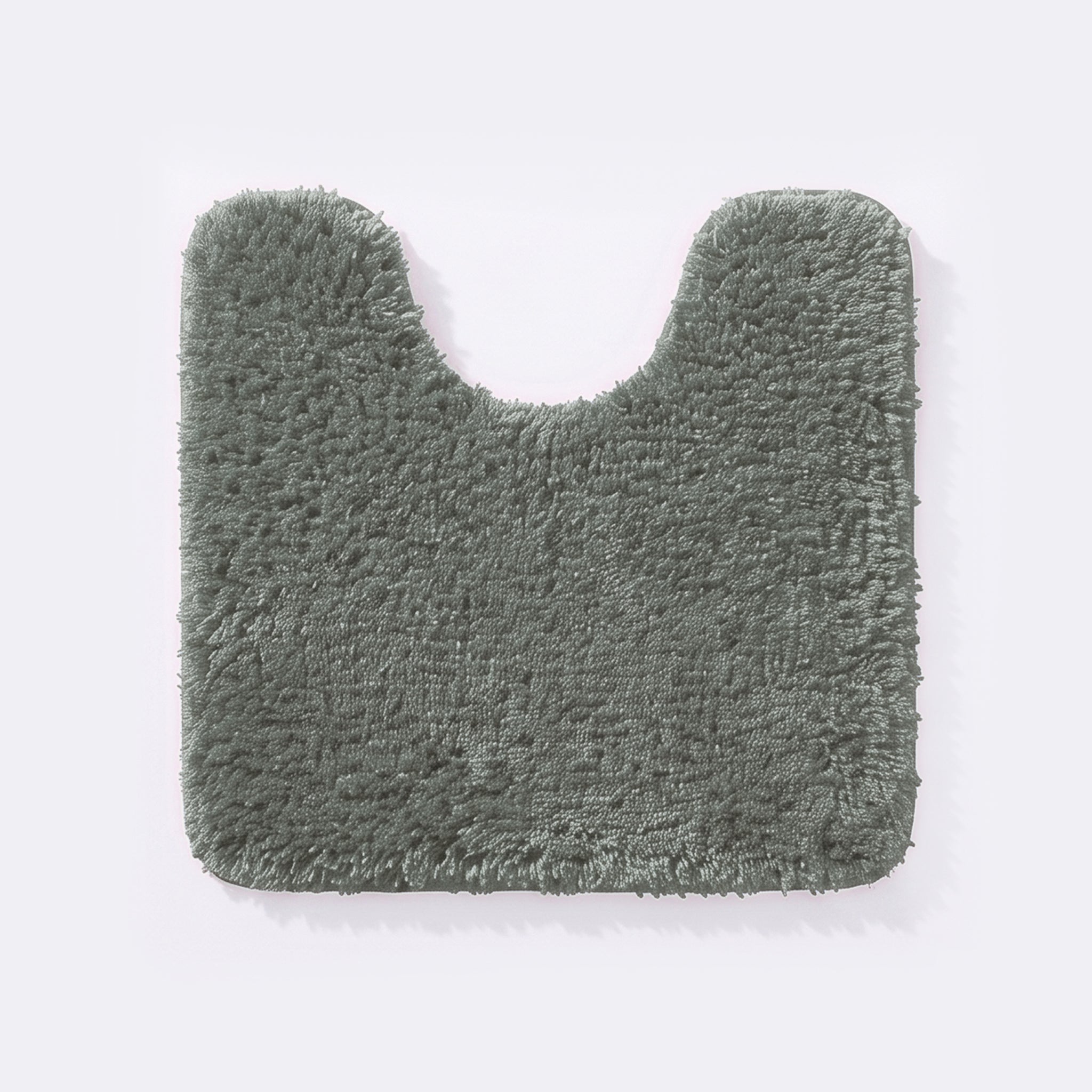 Dark grey non slip pedestal mat for the toilet or sink basin, plush shaggy microfibre pile.