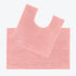 Blush pink Two Piece Bath and Pedestal Mat Set, chenille bobble bathroom mats.