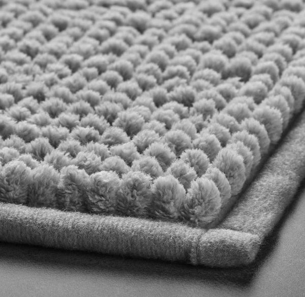 Dove grey chenille bobble non slip bath mats