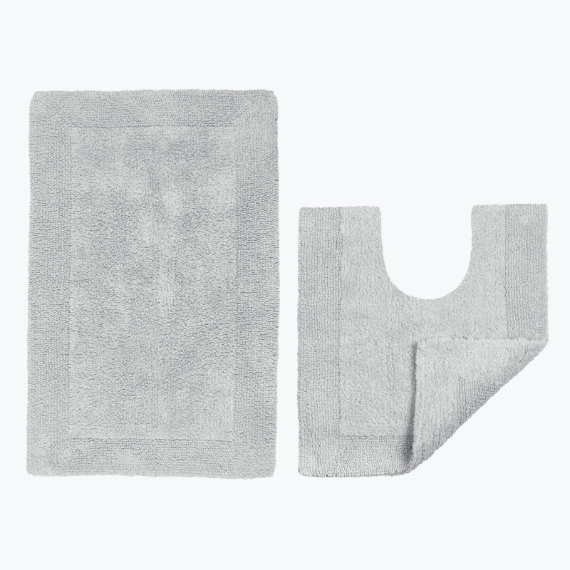 Dove Grey bath mat and pedestal mat 2pc set luxury reversible bathroom mats