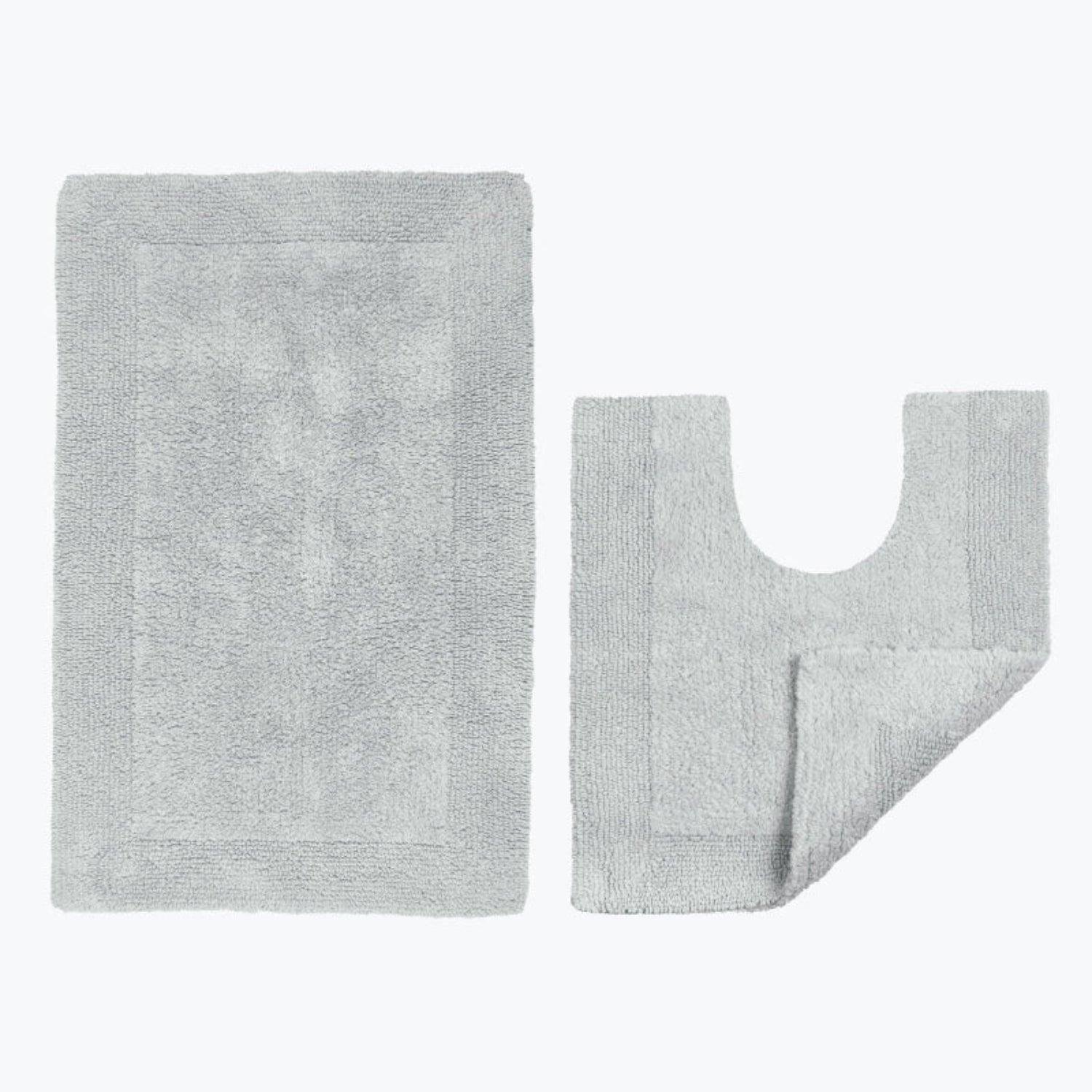 Dove Grey bath mat and pedestal mat 2pc set luxury reversible bathroom mats