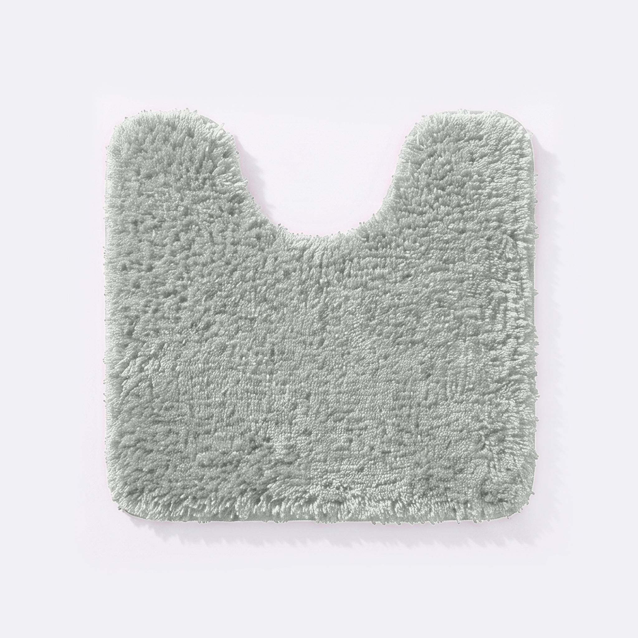 Silver grey non slip pedestal mat for the toilet or sink basin, plush shaggy microfibre pile.