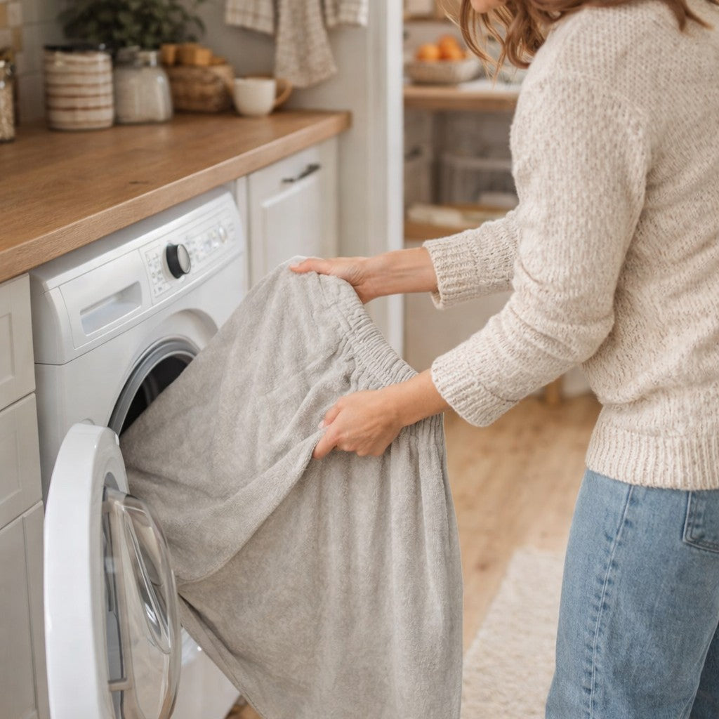 Easy care washable bath towel wrap.