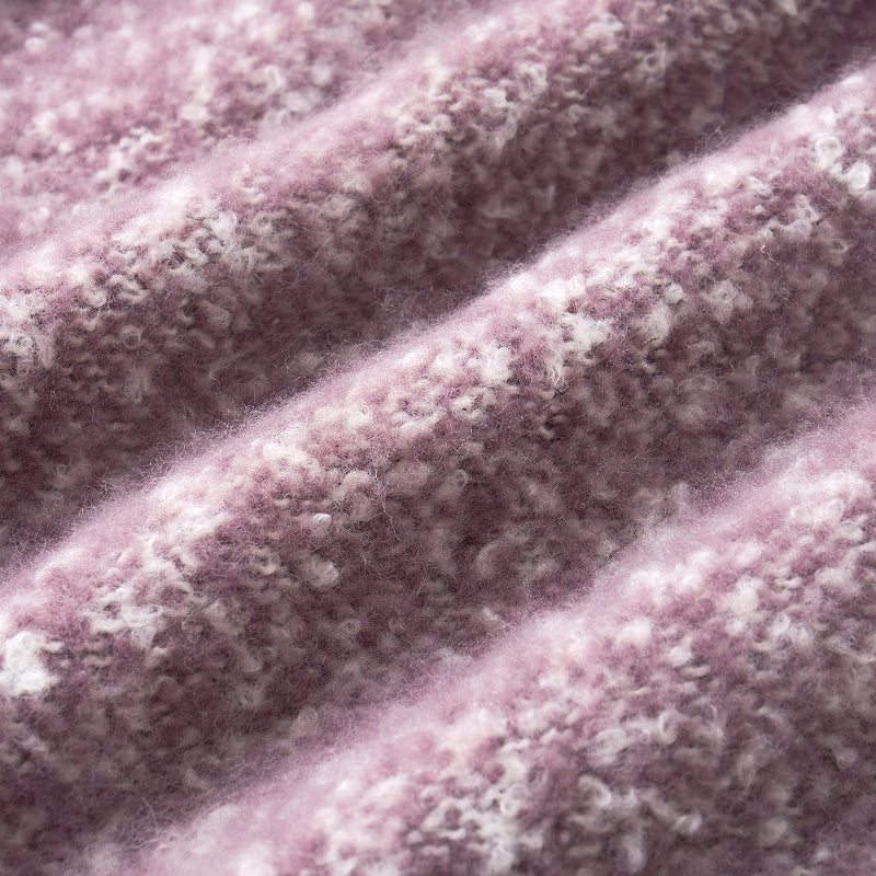 Faux mohair throw blanket, thistle purple close up.