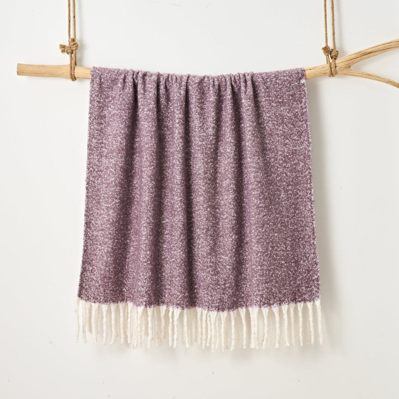 Faux mohair throw blanket, in dark purple colour.