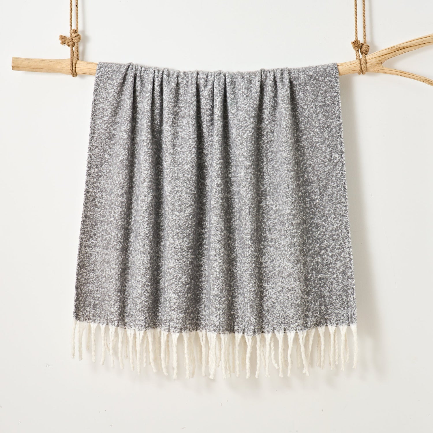 faux mohair throw hung graphite grey