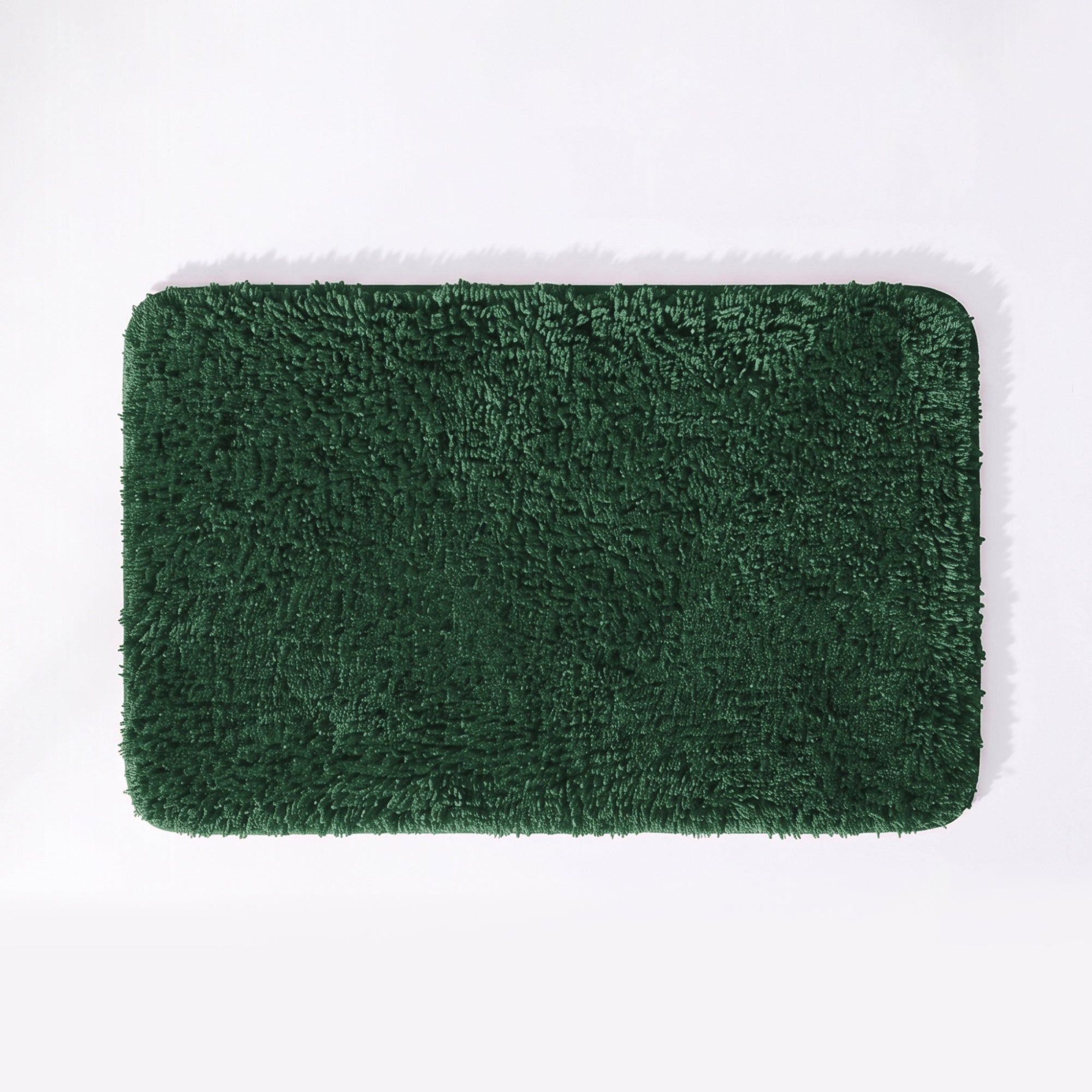 Forest green non slip bath mat, microfibre deep pile.