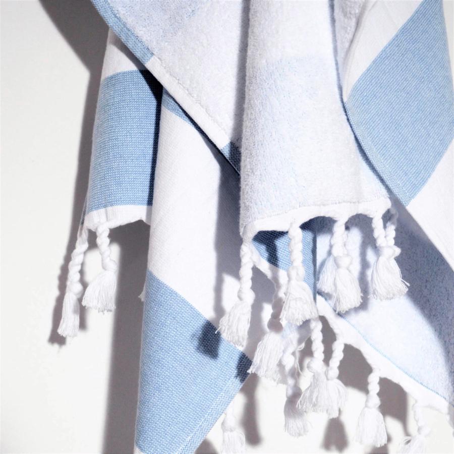 Blue/White striped beach towels. Turkish hammam towels