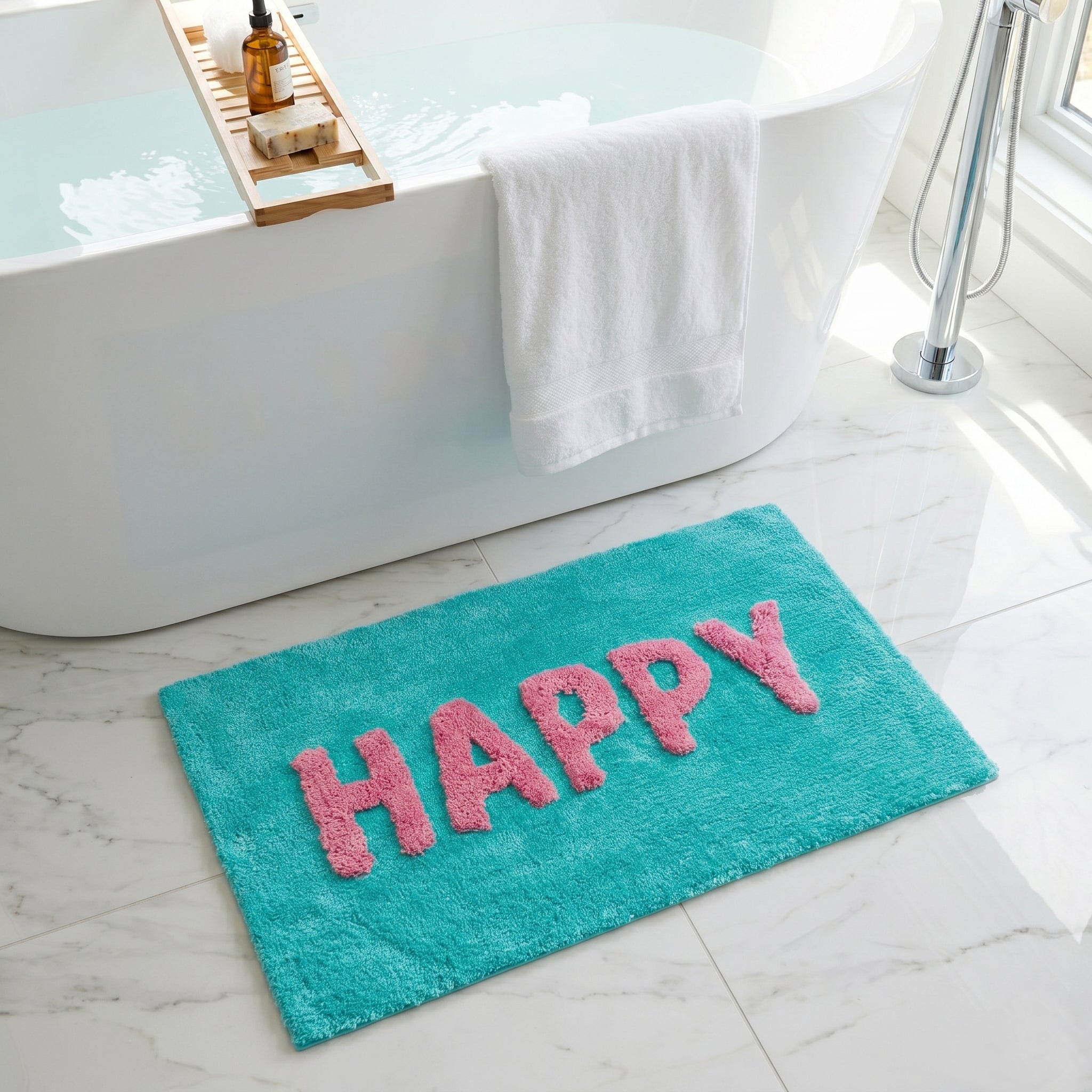 Happy Slogan Bath Mat
