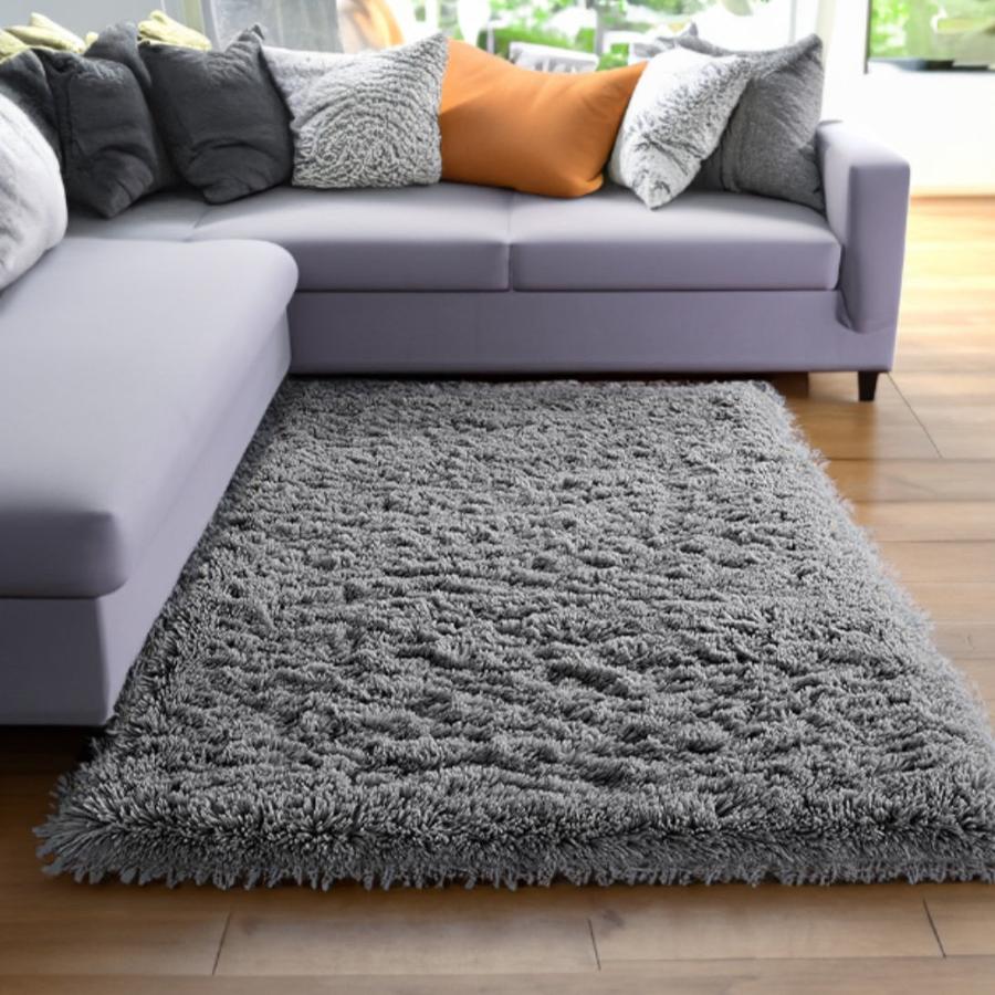 large grey shaggy rug