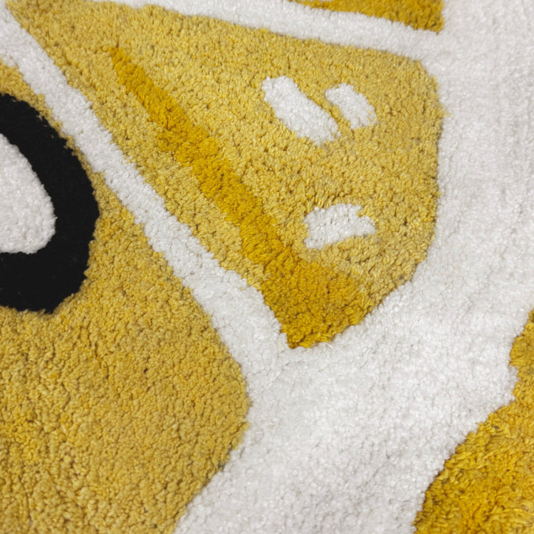 Lemon rug, yellow fruit half circle bath mat for Spring and Summer home.