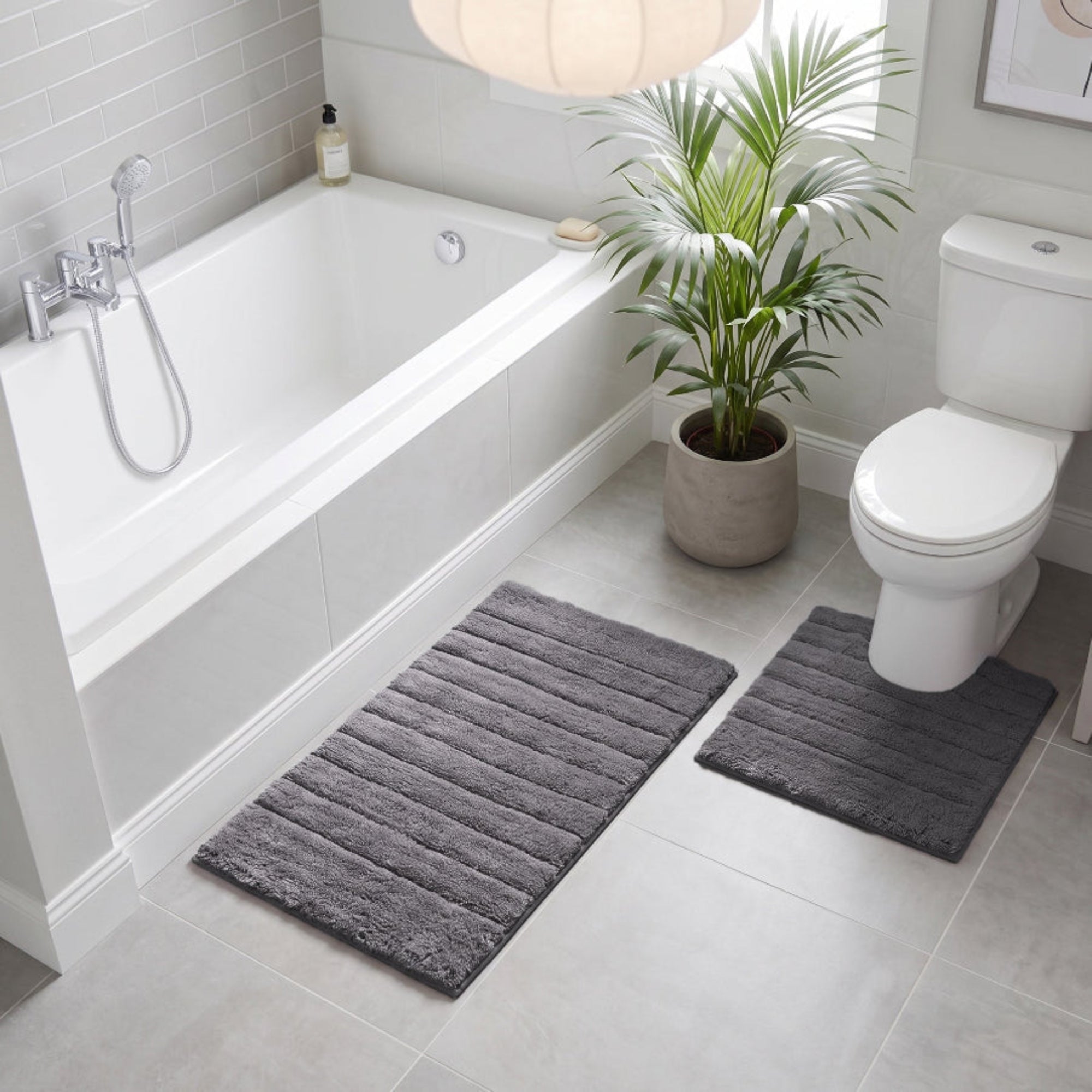 Luxury Bath Mat and Pedestal Set in Linear Ribbed Design - Allure Bath Fashions