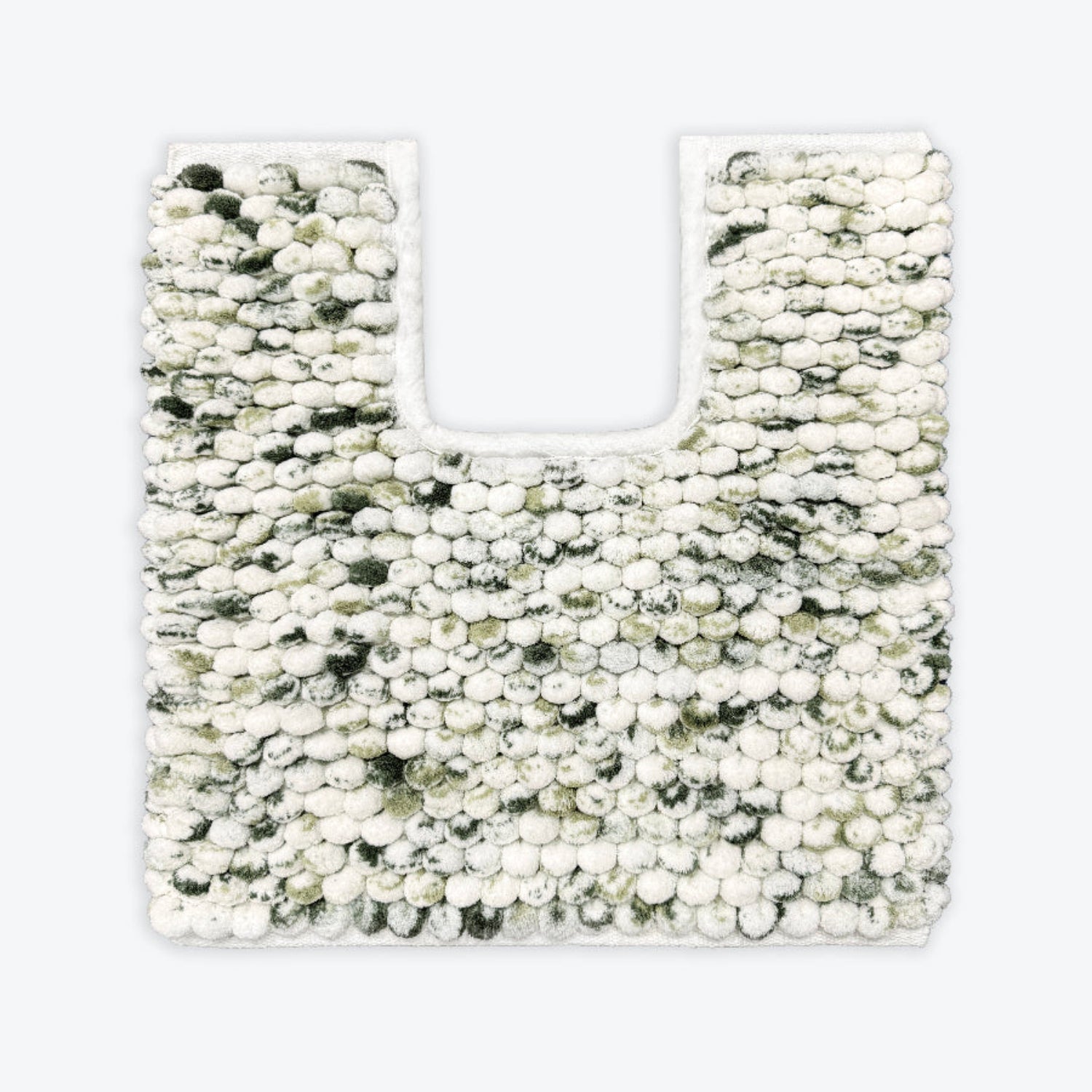 Green toilet mat with a u shape cut out for pedestals or sink - modern marble patterned design.