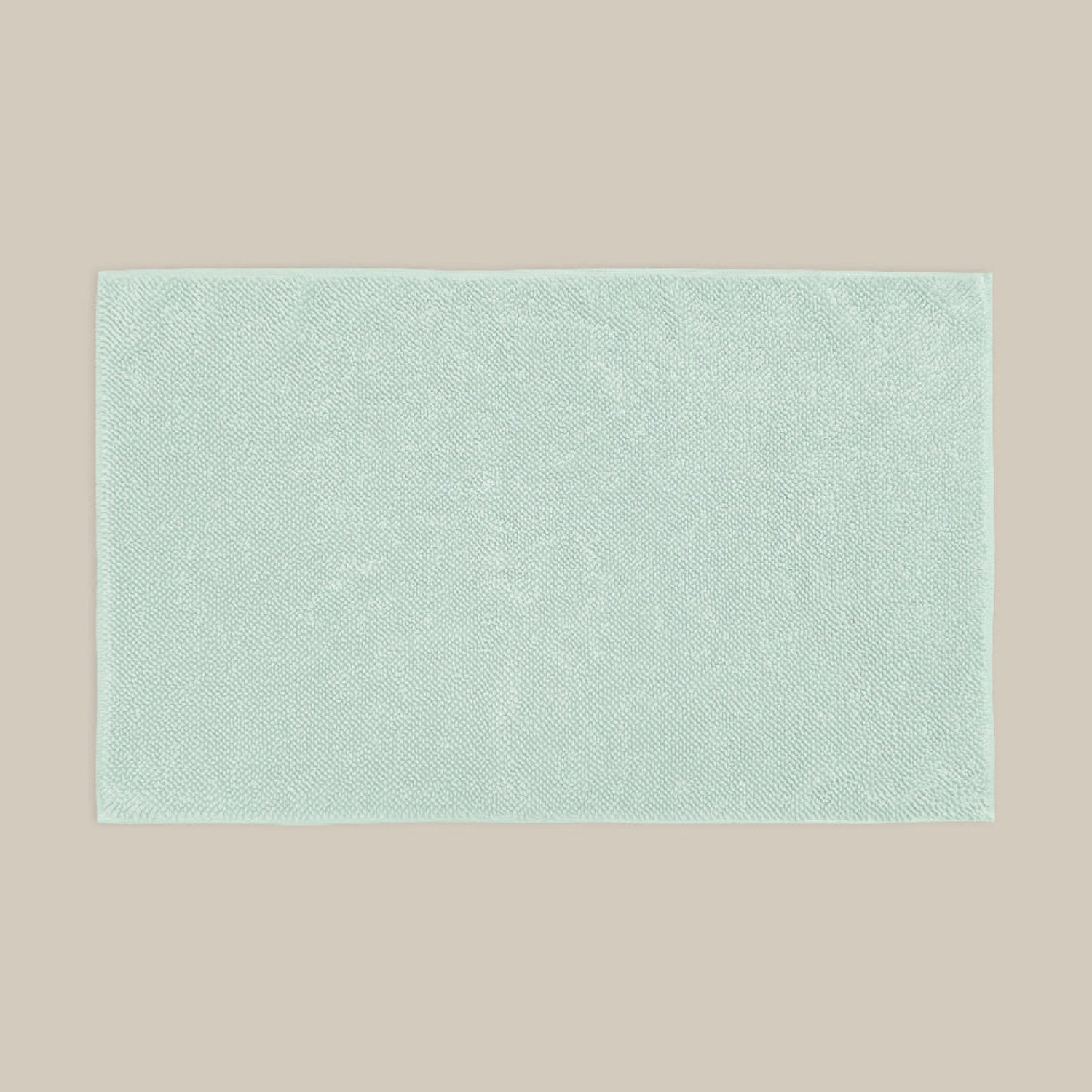 Duck egg blue bath mat made from organic cotton. Soft and sustainable bathroom accessories.