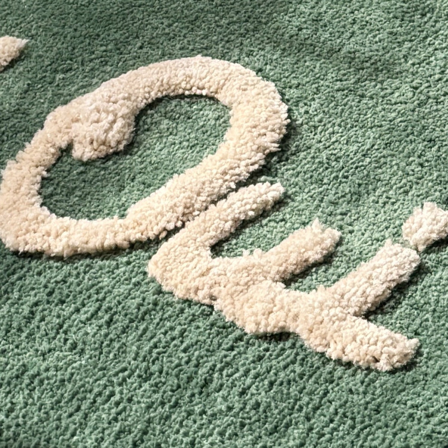 close up of tufted bath mat pile