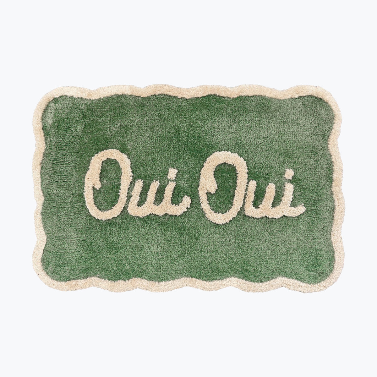 Oui Oui Slogan Scalloped Bath Mat