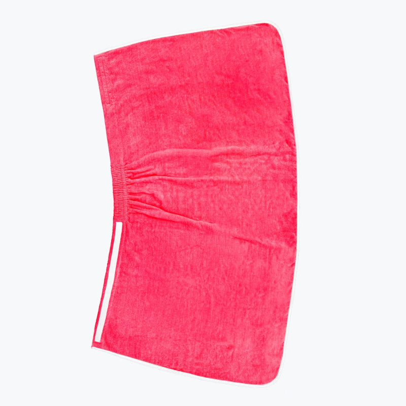Hot pink bath towel wrap made from cotton, soft and secure fit for all.