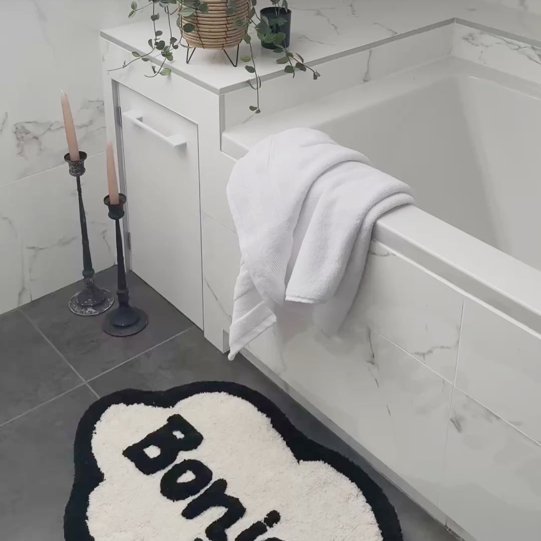 Bonjour Slogan Bath Mat