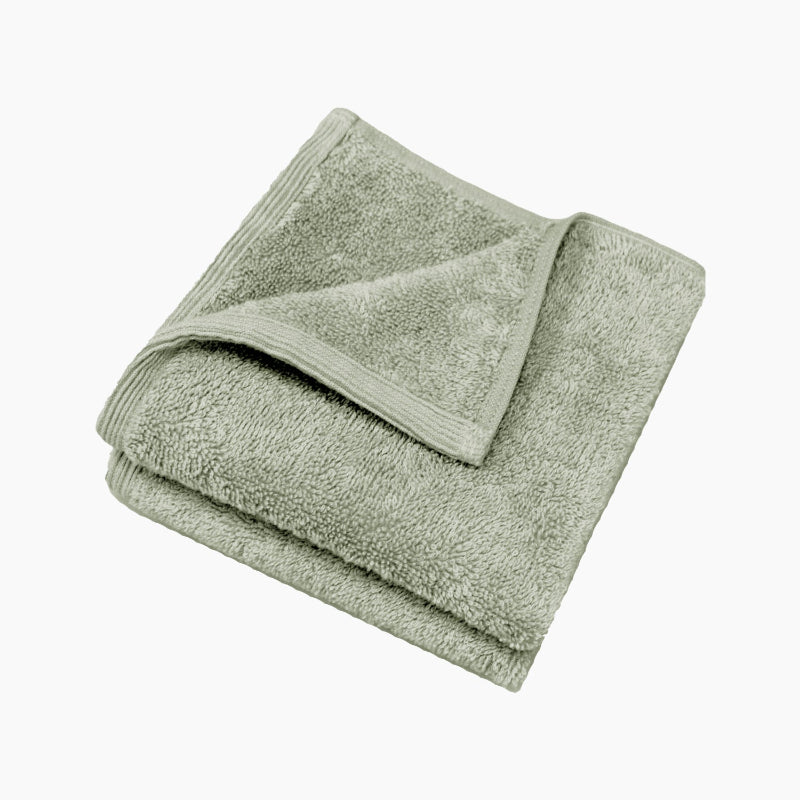 Sage green bamboo fabric face cloth flannels.