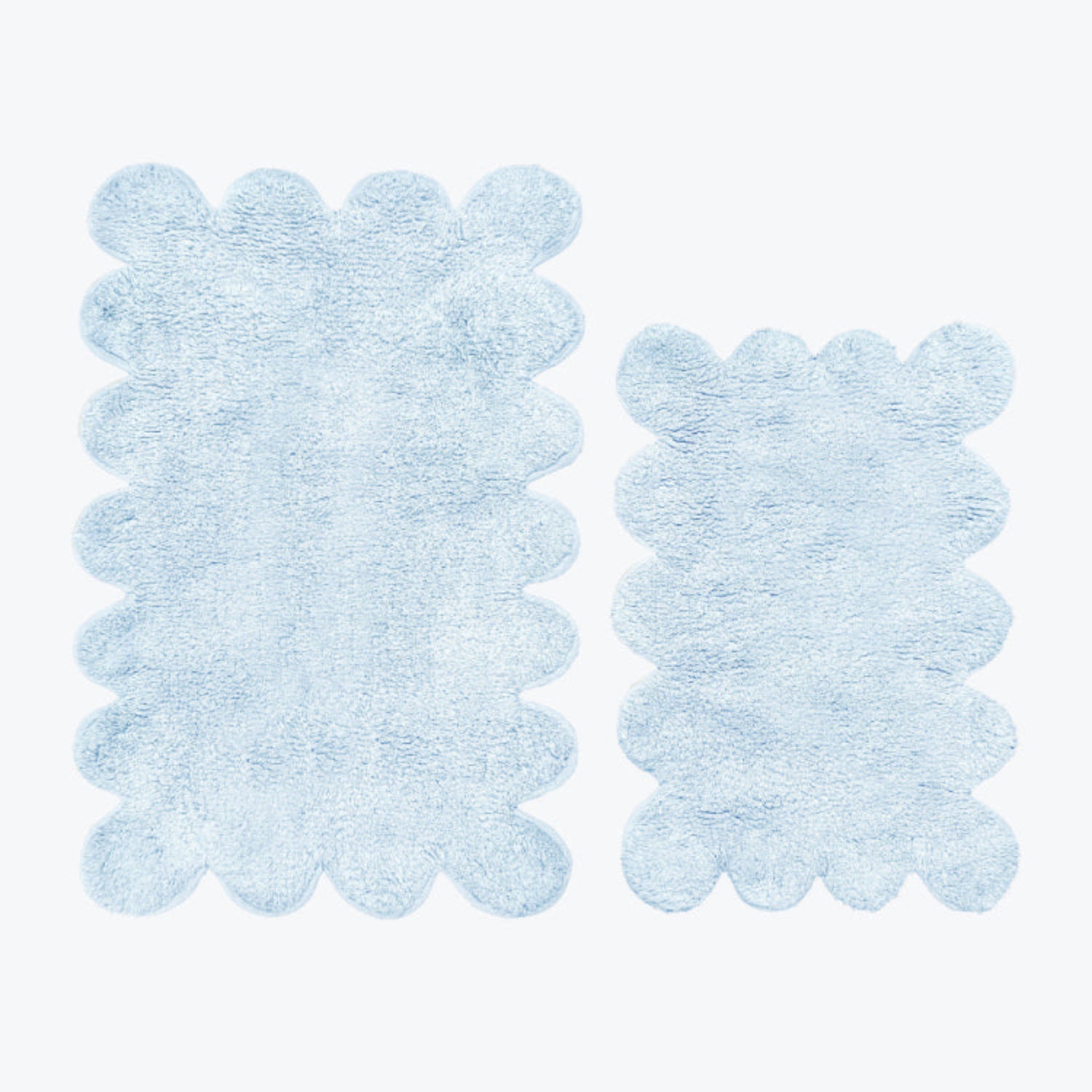 Scallop rug - baby blue bathroom mats, two piece set