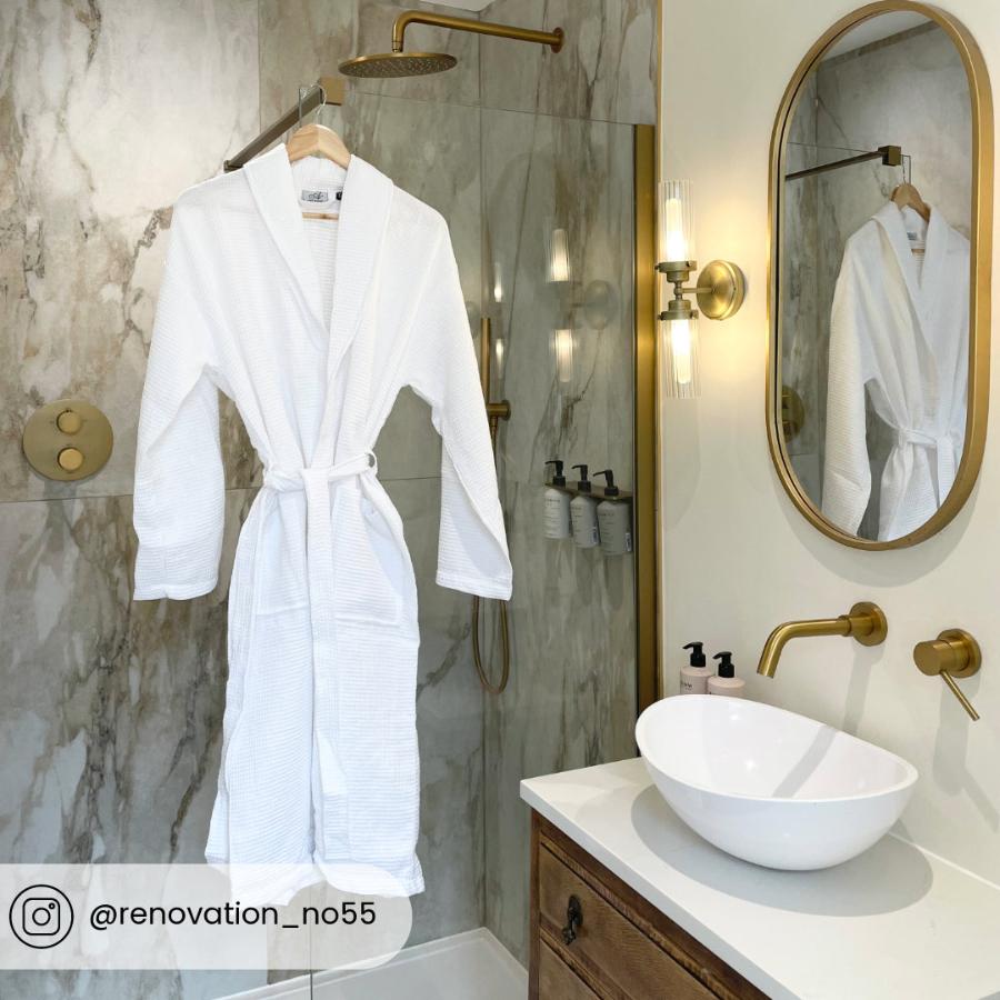 White hotel style waffle dressing gown