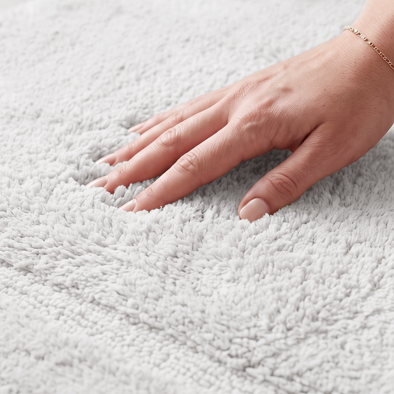 White close up bamboo bath mat, super soft and sustainable alternative.