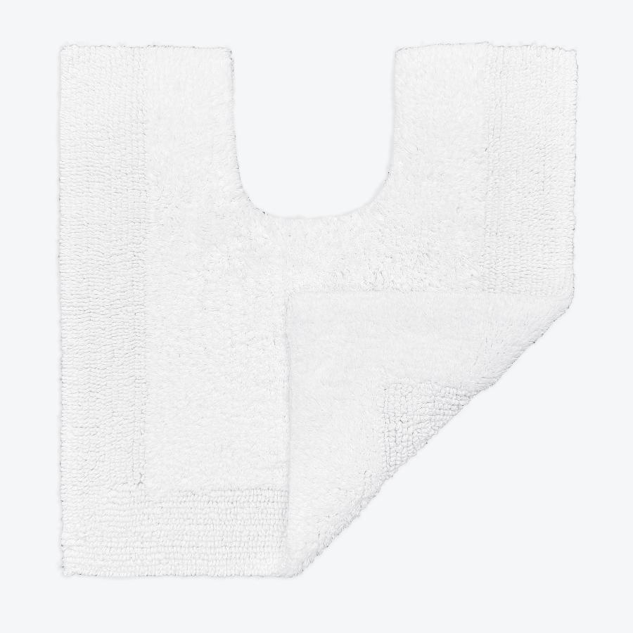 White Reversible Toilet Mat - Super Soft Cotton Pedestal Mat corner
