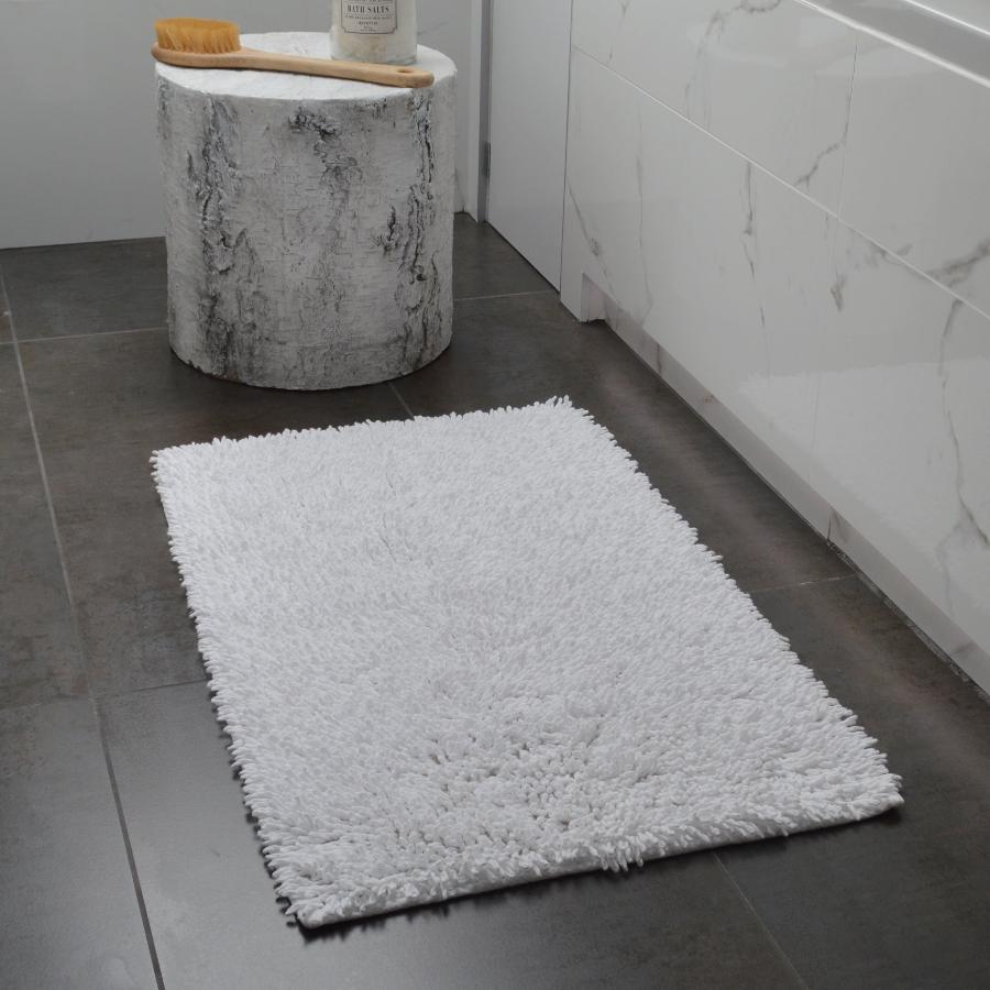 White tumble twist cotton bath mat