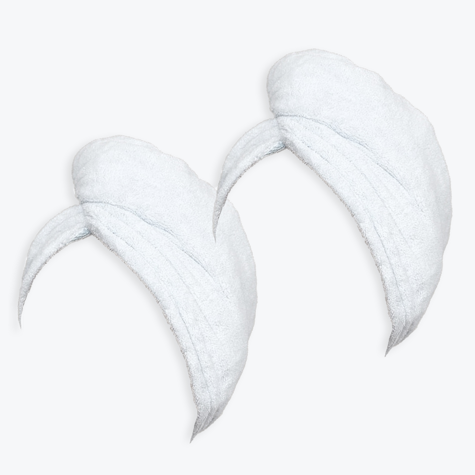 2pk White Cotton Hair Wraps