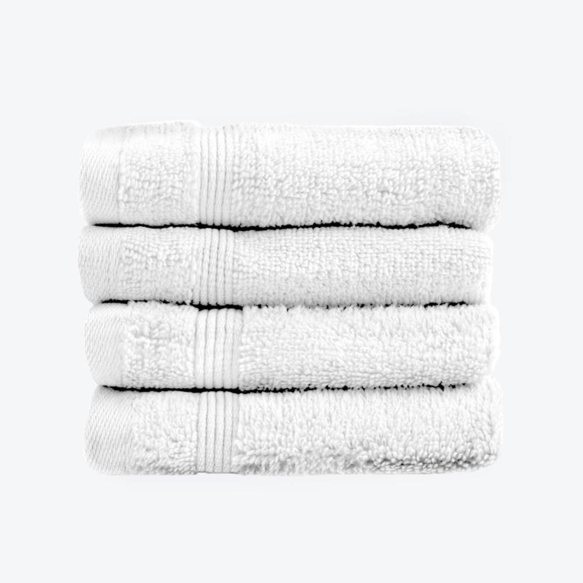 White Egyptian Towels 4pk Face Cloths Set- Premium Zero Twist Cotton Flannels