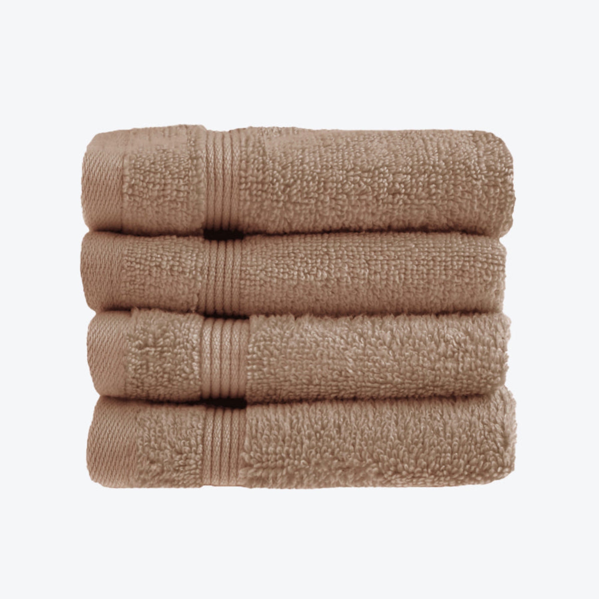 Brown mocha Egyptian Towels 4pk Face Cloths Set- Premium Zero Twist Cotton Flannels