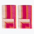 2pk Pink/coral Striped Beach Towel - Soft 100% Cotton