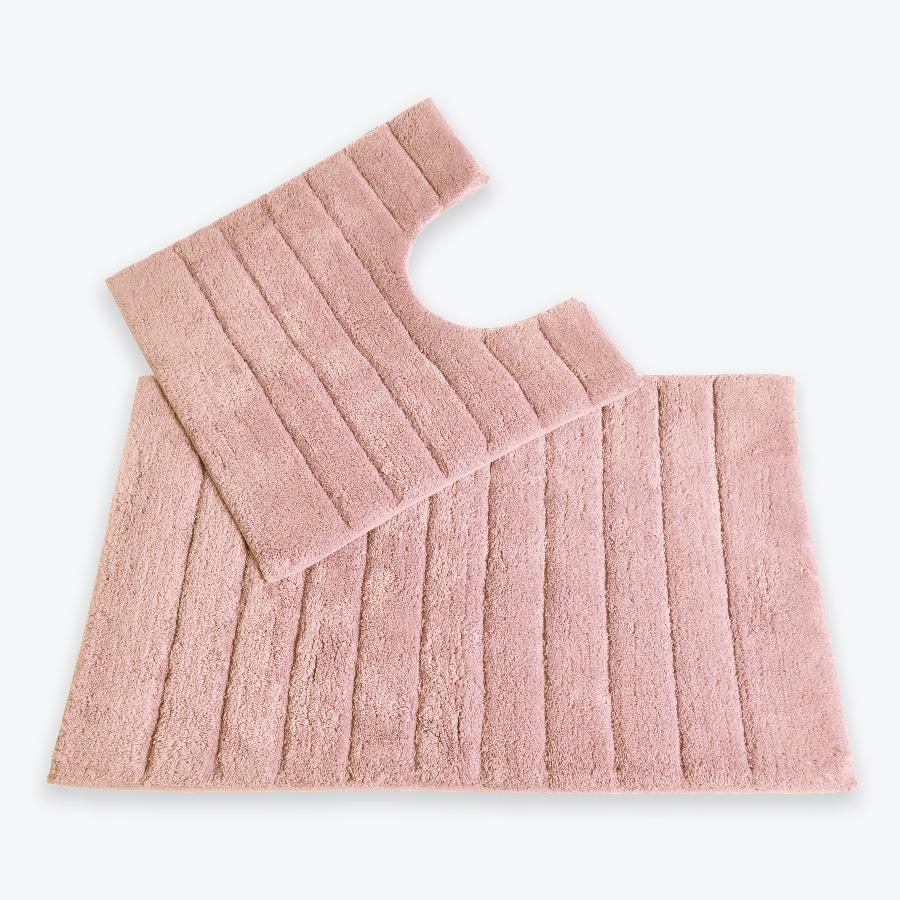 Blush Pink Bathroom Set - 2pc Bath Mat and Pedestal Mat