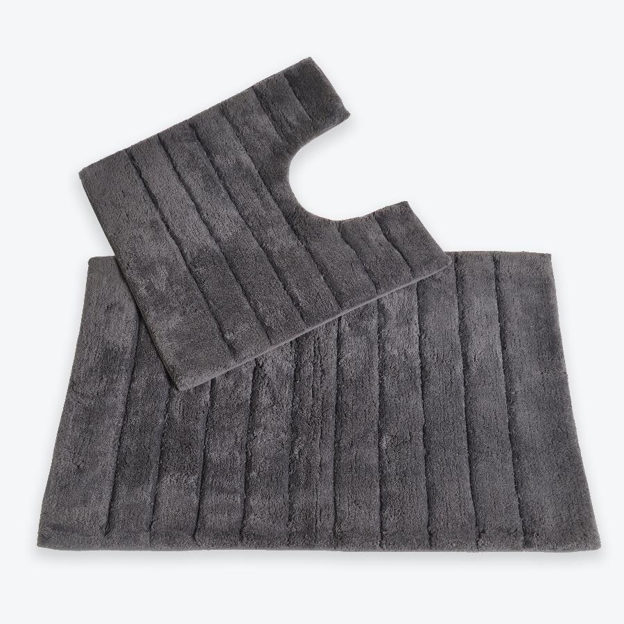 Charcoal Grey Bathroom Set - 2pc Bath Mat and Pedestal Mat