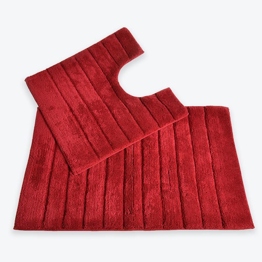Cranberry Bathroom Set - 2pc Bath Mat and Pedestal Mat