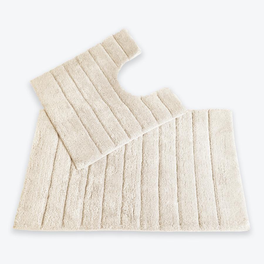 Cream Bathroom Set - 2pc Bath Mat and Pedestal Mat