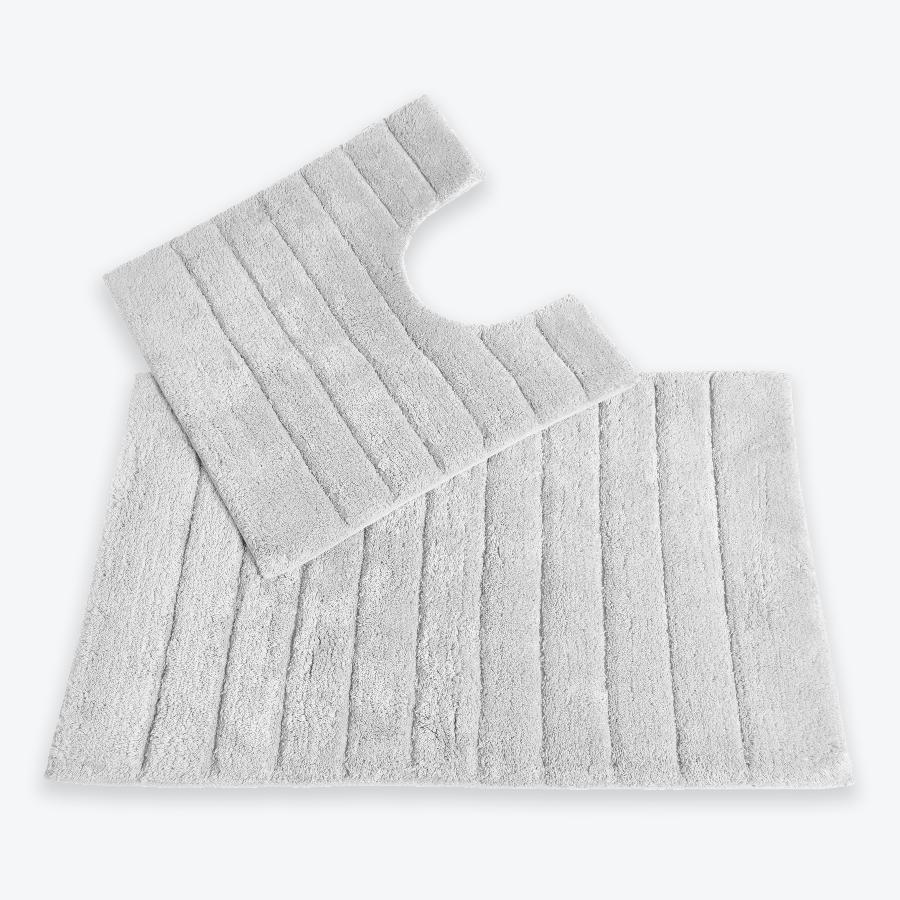 Dove Grey Bathroom Set - 2pc Bath Mat and Pedestal Mat