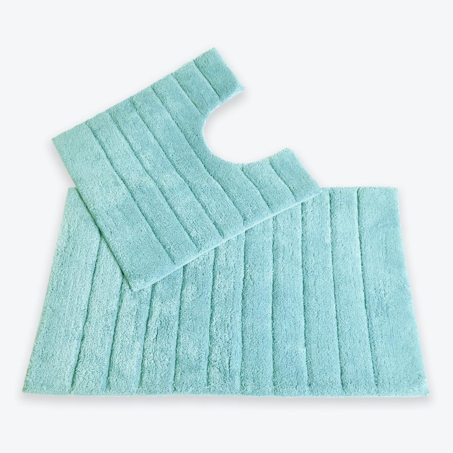 Duck Egg Blue Bathroom Set - 2pc Bath Mat and Pedestal Mat