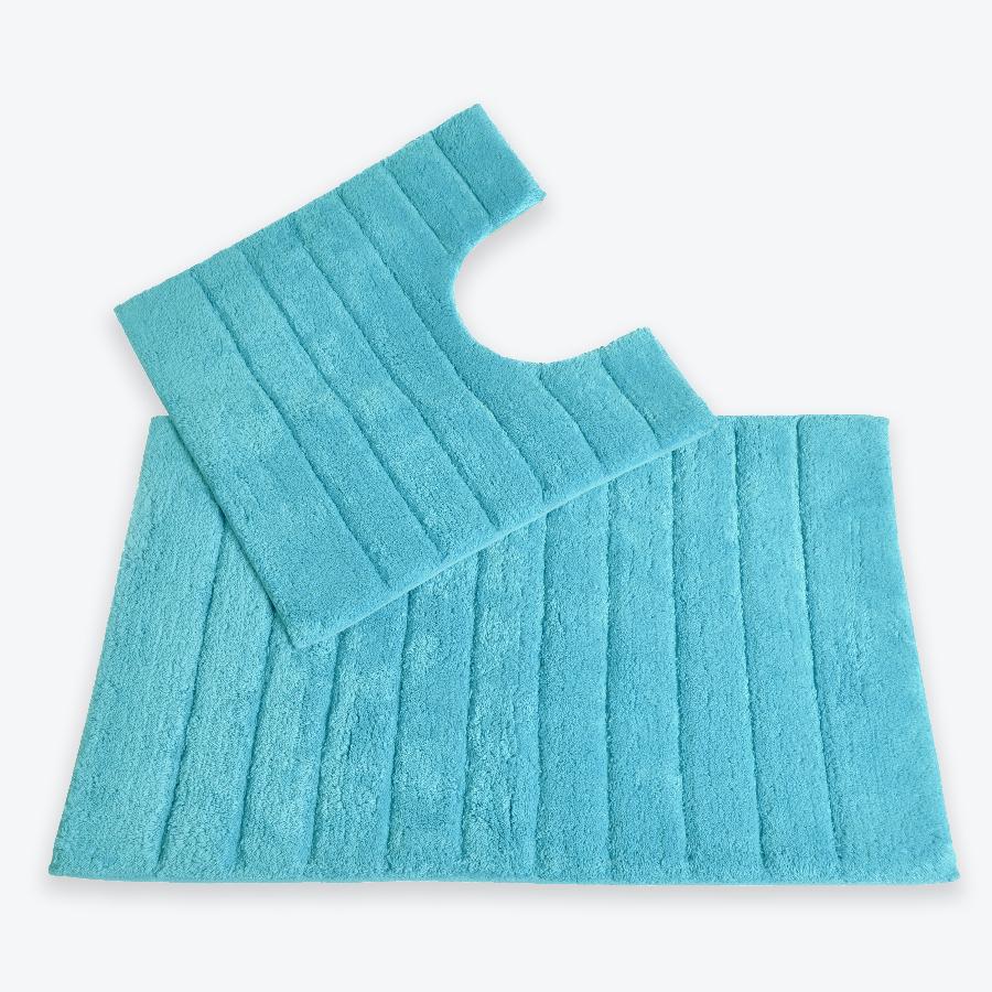 Turquoise Bathroom Set - 2pc Bath Mat and Pedestal Mat