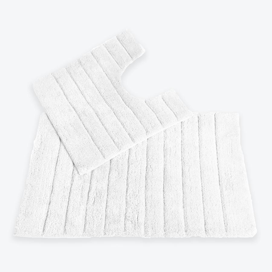 White Bathroom Set - 2pc Bath Mat and Pedestal Mat