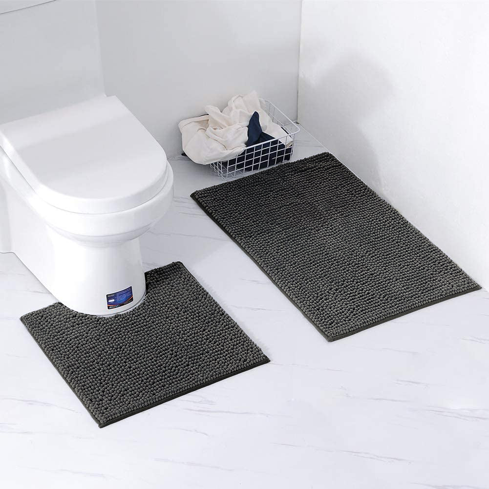 Chenille Bobble Non Slip Bath Mat & Pedestal Set