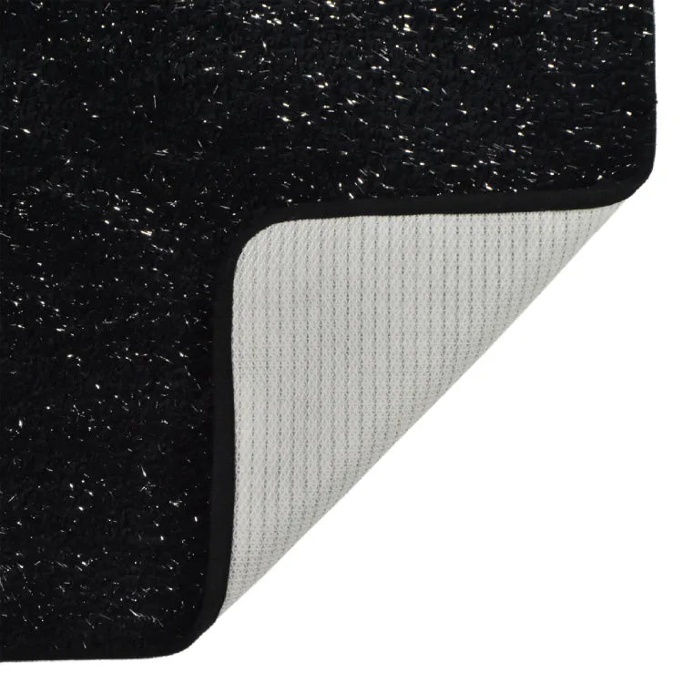 Black Sparkle Bath Mat with Non-slip Backing