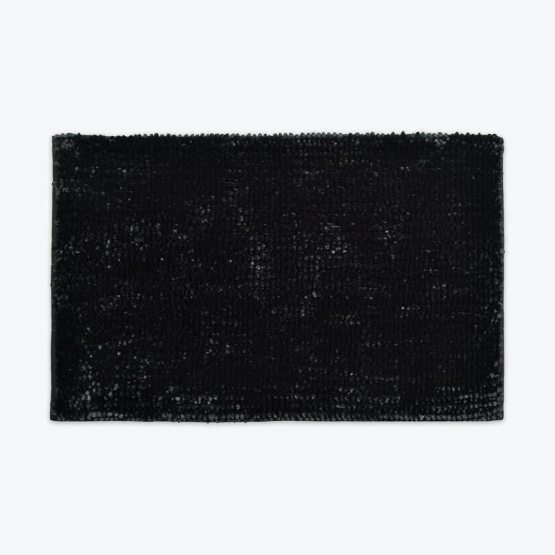 Chenille black bath mat super soft shaggy bobble bathmats.